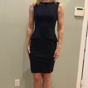 Elie Tahari navy peplum sheath dress